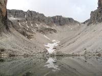 Lago Piscadù nel gruppo del Sella, Dolomiti